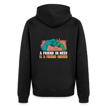 Friendship gift for good friend - Unisex Premium Organic Zip Hoodie - black - Back - Nico (187cm)
