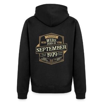 September 1979 Birthday Man - Unisex Premium Organic Zip Hoodie - black - Back - Nico (187cm)