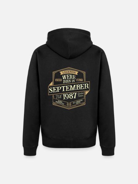 September 1987 birthday man - Unisex Premium Organic Zip Hoodie - black