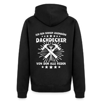 Dachdecker Dachdecken - Unisex Premium Bio Zip Hoodie - Schwarz - Hinten - Nico (187cm)