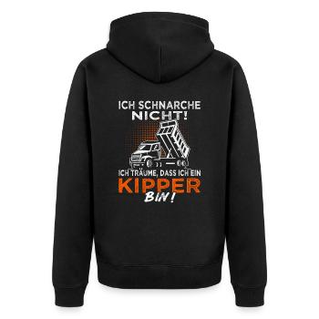 Kipper - Kipperfahrer - Muldenkipper - Unisex Premium Bio Zip Hoodie - Schwarz - Hinten - Nico (187cm)