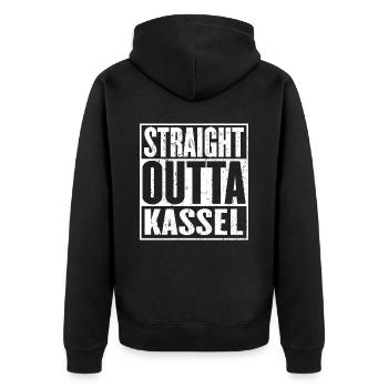 Straight Outta Kassel Vintage - Veste à capuche bio Premium Unisexe - noir - Dos - Nico (187cm)