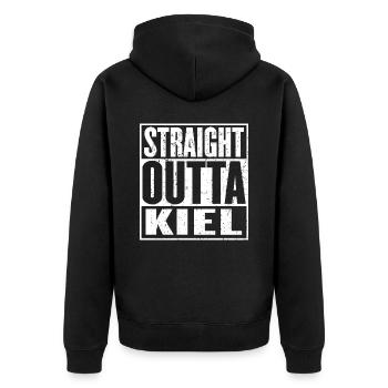 Straight Outta Kiel Vintage - Veste à capuche bio Premium Unisexe - noir - Dos - Nico (187cm)