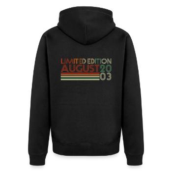 19th birthday August vintage 2003 gift idea - Unisex Premium Organic Zip Hoodie - black - Back - Nico (187cm)