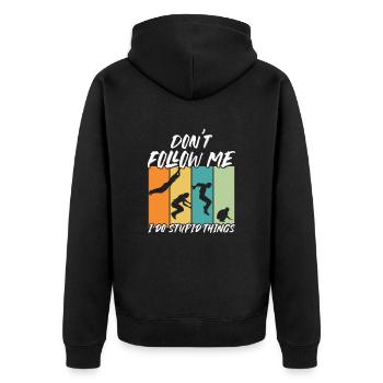 Follow Me Not Running Jump Flip Freerunning - Unisex Premium Organic Zip Hoodie - black - Back - Nico (187cm)