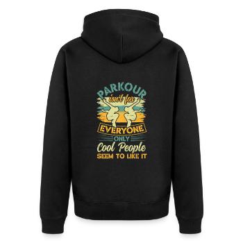Cool People Run Jump Flip Freerunning Acrobatics - Unisex Premium Organic Zip Hoodie - black - Back - Nico (187cm)