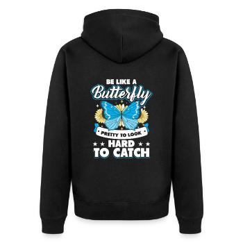 Butterfly Meme Design for Butterfly Love - Unisex Premium Organic Zip Hoodie - black - Back - Nico (187cm)