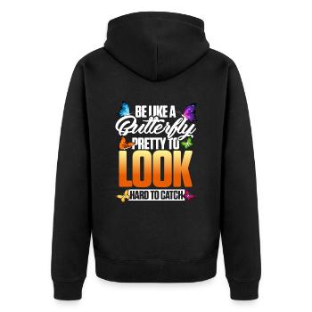 Butterfly Meme Design for Butterfly Love - Unisex Premium Organic Zip Hoodie - black - Back - Nico (187cm)