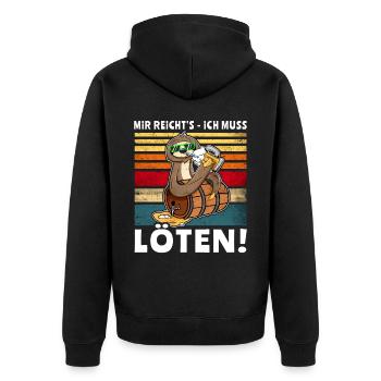 Bier Biersprüche Faultier Saufshirt - Unisex Premium Bio Zip Hoodie - Schwarz - Hinten - Nico (187cm)