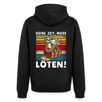 Bier Biersprüche Faultier Saufshirt - Unisex Premium Bio Zip Hoodie - Schwarz - Hinten - Nico (187cm)