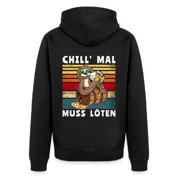 Bier Biersprüche Faultier Saufshirt - Unisex Premium Bio Zip Hoodie - Schwarz - Hinten - Nico (187cm)