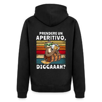 Bier Biersprüche Faultier Saufshirt - Unisex Premium Bio Zip Hoodie - Schwarz - Hinten - Nico (187cm)