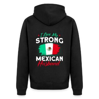 Mexiko Mexikanische Wurzeln Geschenk - Unisex Premium Bio Zip Hoodie - Schwarz - Hinten - Nico (187cm)