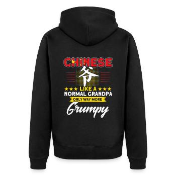 China Chinese Roots Gift - Unisex Premium Organic Zip Hoodie - black - Back - Nico (187cm)