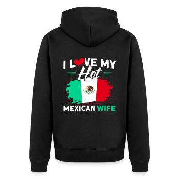 Mexiko Mexikanische Wurzeln Geschenk - Unisex Premium Bio Zip Hoodie - Schwarz - Hinten - Nico (187cm)