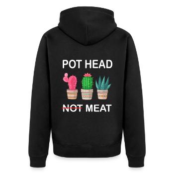 Topf Kopf Nicht Fleisch Hitze Mann Pflanze Kakteen - Unisex Premium Bio Zip Hoodie - Schwarz - Hinten - Nico (187cm)