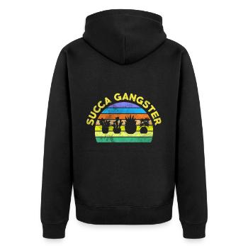 Succa Gangster Grünpflanze Kakteenliebhaber Hobby - Unisex Premium Bio Zip Hoodie - Schwarz - Hinten - Nico (187cm)