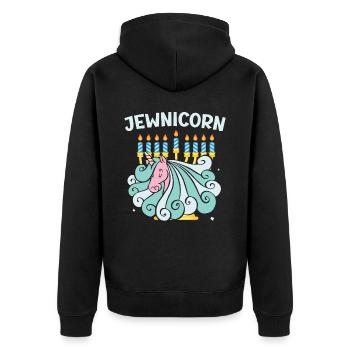 Jewnicorn Unicorn Rosh Hashanah Jewish New Year - Unisex Premium Organic Zip Hoodie - black - Back - Nico (187cm)