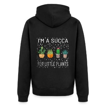 I M A Succa Für Kleine Pflanzen Botanical Plant - Unisex Premium Bio Zip Hoodie - Schwarz - Hinten - Nico (187cm)