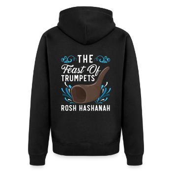 Das Fest der Posaunen Rosch Haschana Juden Juden - Unisex Premium Bio Zip Hoodie - Schwarz - Hinten - Nico (187cm)