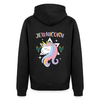 Jewnicorn Unicorn Rosh Hashanah Jewish New Year - Unisex Premium Organic Zip Hoodie - black - Back - Nico (187cm)