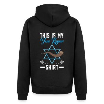 Heiliger Tag Jerusalem Judentum Dies ist Mein Jom Kippur - Unisex Premium Bio Zip Hoodie - Schwarz - Hinten - Nico (187cm)