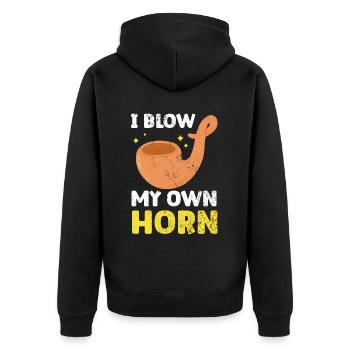 I Blow My Own Horn Rosh Hashanah Jewish New Year - Unisex Premium Organic Zip Hoodie - black - Back - Nico (187cm)