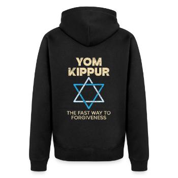 Jom Kippur Der schnellste Weg zur Vergebung Jüdisch - Unisex Premium Bio Zip Hoodie - Schwarz - Hinten - Nico (187cm)