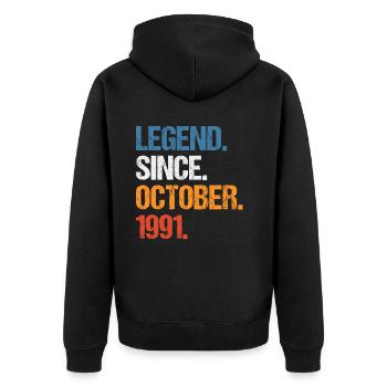 Légende depuis octobre 1991 Anniversaire - Veste à capuche bio Premium Unisexe - noir - Dos - Nico (187cm)