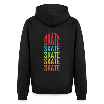 Skateboarder Skateboard Skate Pattern - Unisex Premium Bio Zip Hoodie - Schwarz - Hinten - Nico (187cm)