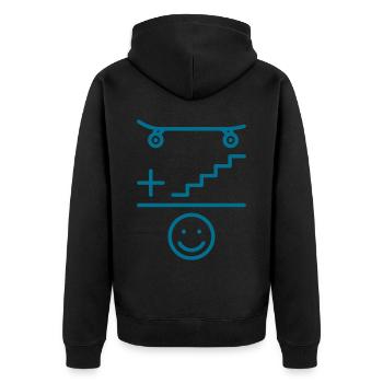 Skateboarder Skateboard And Stairs Smile - Unisex Premium Organic Zip Hoodie - black - Back - Nico (187cm)