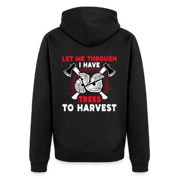 I Have Trees To Harvest Chopping Wood - Unisex Premium Bio Zip Hoodie - Schwarz - Hinten - Nico (187cm)