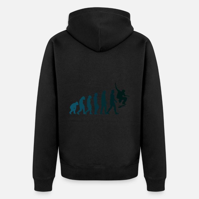Skateboarder Skateboard Evolution - Unisex Premium Bio Zip Hoodie - Schwarz