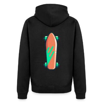 Skateboarder Retro Skateboard Vintage - Unisex Premium Bio Zip Hoodie - Schwarz - Hinten - Nico (187cm)