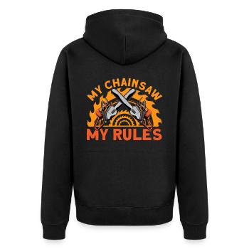 Ma tronçonneuse Mes règles - Veste à capuche bio Premium Unisexe - noir - Dos - Nico (187cm)