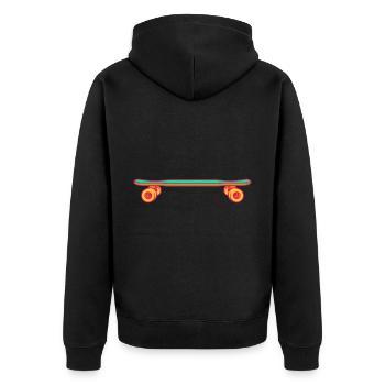 Skateboard Retro Longboard Vintage - Unisex Premium Bio Zip Hoodie - Schwarz - Hinten - Nico (187cm)