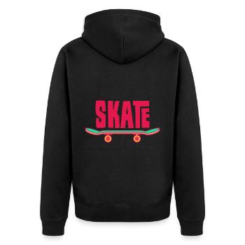 Skateboarder Skateboard Vintage Skateboard - Unisex Premium Organic Zip Hoodie - black - Back - Nico (187cm)