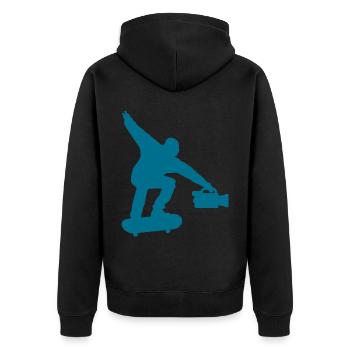 Skateboarder Skateboard Filmemacher - Unisex Premium Bio Zip Hoodie - Schwarz - Hinten - Nico (187cm)
