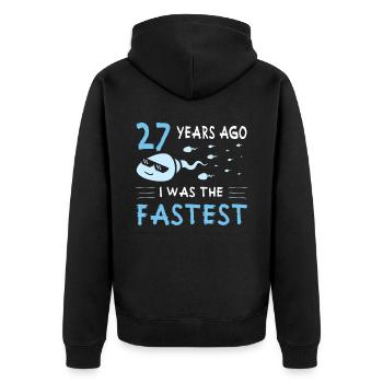 Il y a 27 ans, j’étais le 27e anniversaire le plus rapide - Veste à capuche bio Premium Unisexe - noir - Dos - Nico (187cm)