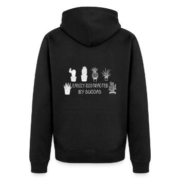 Facilement distrait par une plante verte succulente - Veste à capuche bio Premium Unisexe - noir - Dos - Nico (187cm)