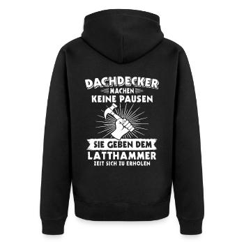 Dachdecker Dachdecken - Unisex Premium Bio Zip Hoodie - Schwarz - Hinten - Nico (187cm)