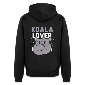 Koala Liebhaber Koalas Tier Koalabär Süß - Unisex Premium Bio Zip Hoodie - Schwarz - Hinten - Nico (187cm)