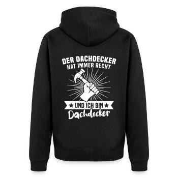 Dachdecker Dachdecken - Unisex Premium Bio Zip Hoodie - Schwarz - Hinten - Nico (187cm)