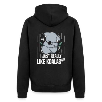 I like Koalas Just Very Okay? Koala Bear Koala - Unisex Premium Organic Zip Hoodie - black - Back - Nico (187cm)