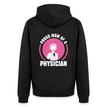Stolze Mutter Eines Arztes Arzt Mediziner Doktor - Unisex Premium Bio Zip Hoodie - Schwarz - Hinten - Nico (187cm)