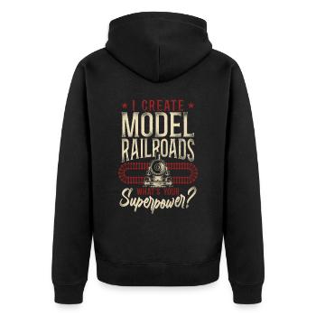 Steam Train Driver Trainspotting - Unisex Premium Bio Zip Hoodie - Schwarz - Hinten - Nico (187cm)