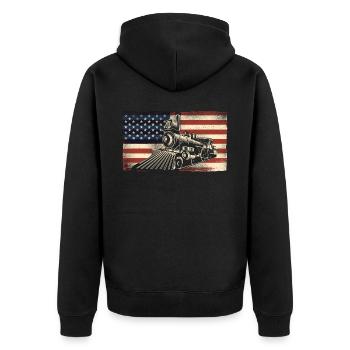 Steam Train Driver Trainspotting - Unisex Premium Bio Zip Hoodie - Schwarz - Hinten - Nico (187cm)
