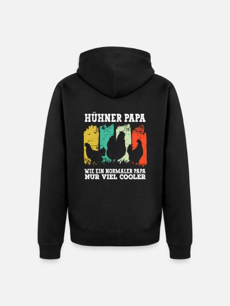Huhn Hühner Papa - Unisex Premium Bio Zip Hoodie - Schwarz