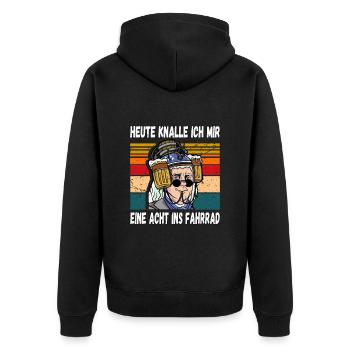 Heute Knalle ich mir eine Acht ins Fahrrad Witzig - Unisex Premium Bio Zip Hoodie - Schwarz - Hinten - Nico (187cm)