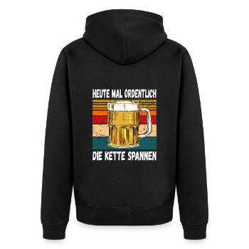 Heute mal Ordentlich die Kette Spannen Witzig - Unisex Premium Bio Zip Hoodie - Schwarz - Hinten - Nico (187cm)